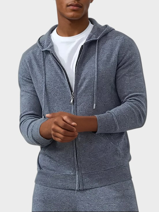 Cashmere Knit Zip Vest - Dark Gray