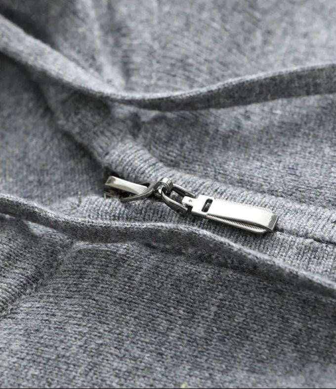 Cashmere Knit Zip Vest - Dark Gray