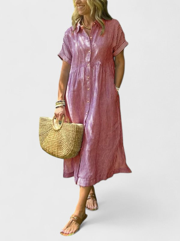 FLORA | Striped shirt dress with pockets