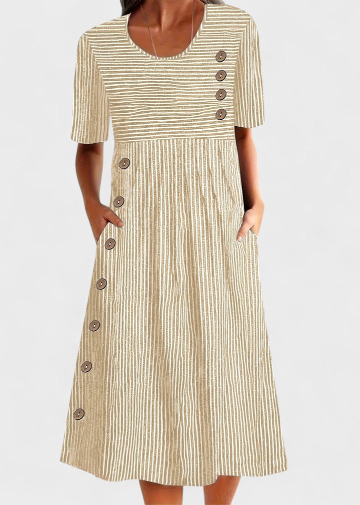 YVONNE | Striped midi dress with buttons