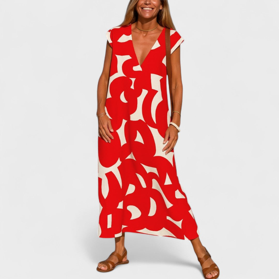 KAJA | Fluffy Dress with V-Neck