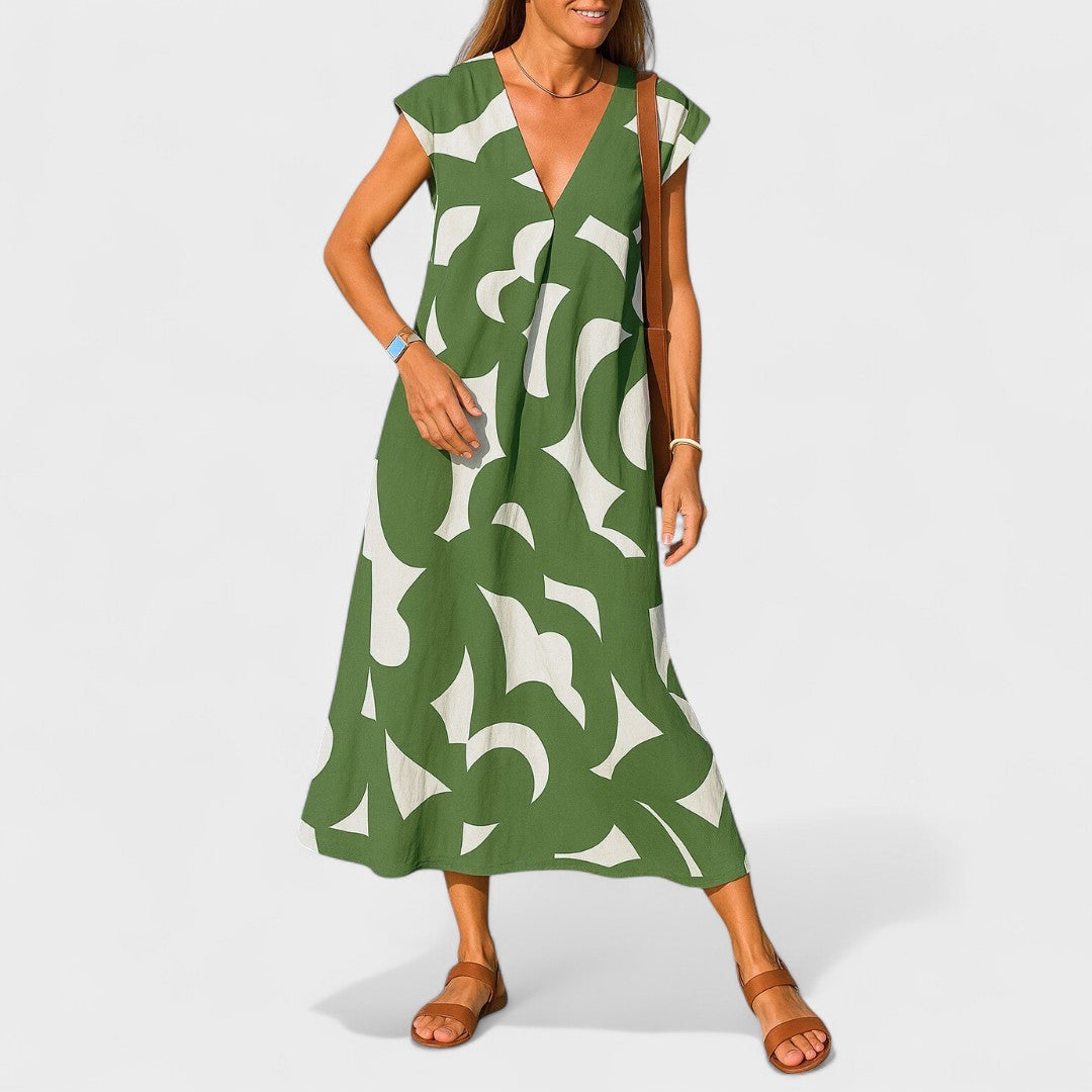KAJA | Fluffy Dress with V-Neck