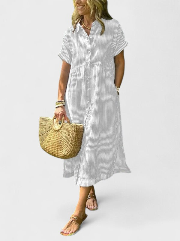 FLORA | Striped shirt dress with pockets