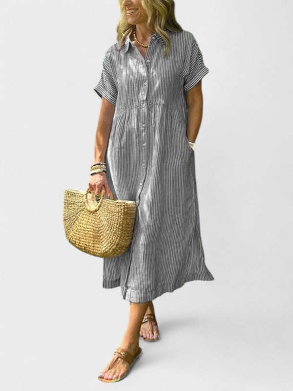FLORA | Striped shirt dress with pockets