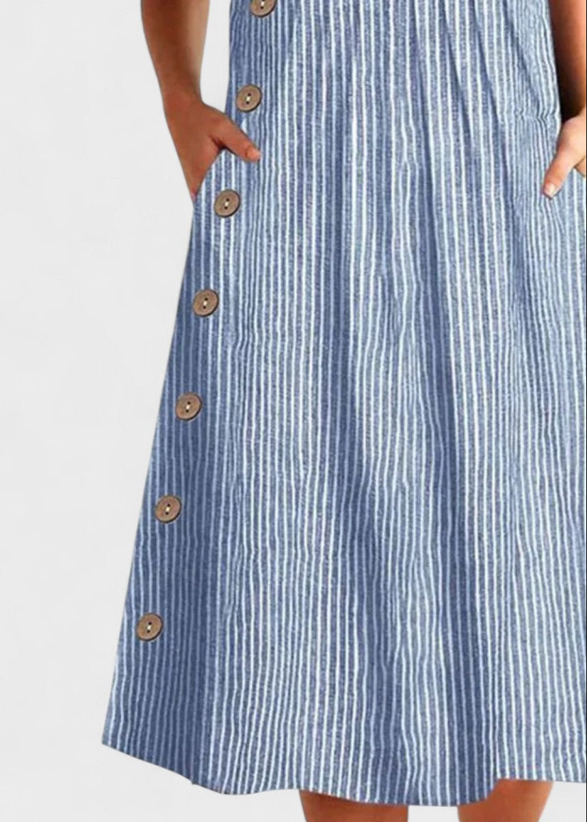 YVONNE | Striped midi dress with buttons
