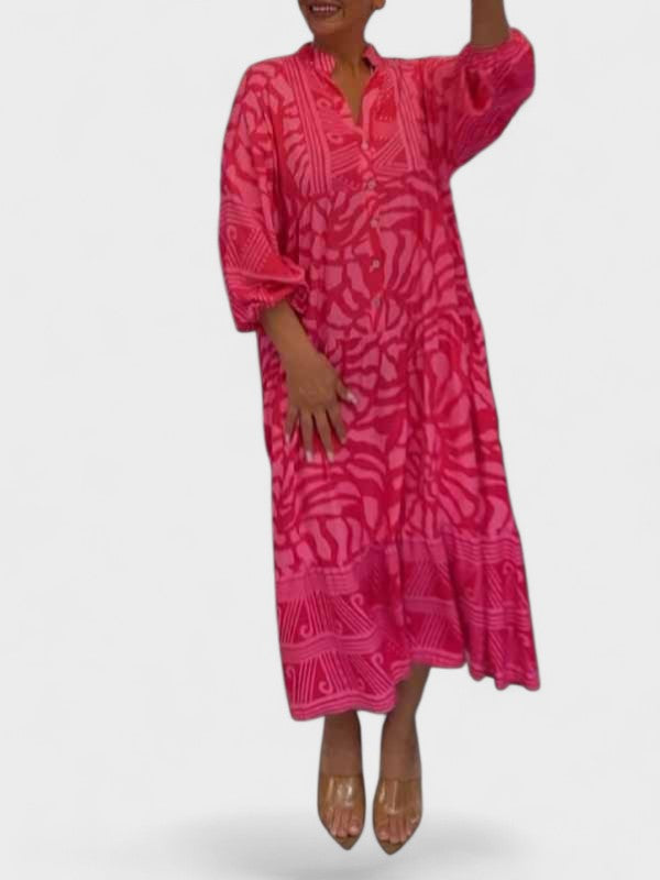 JUNO | V-neck dress with print