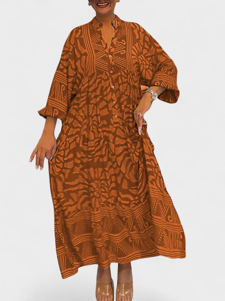 JUNO | V-neck dress with print