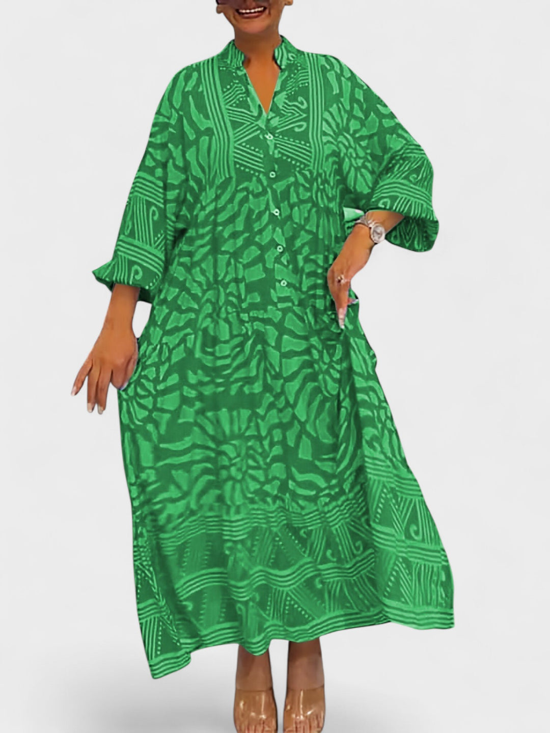 JUNO | V-neck dress with print