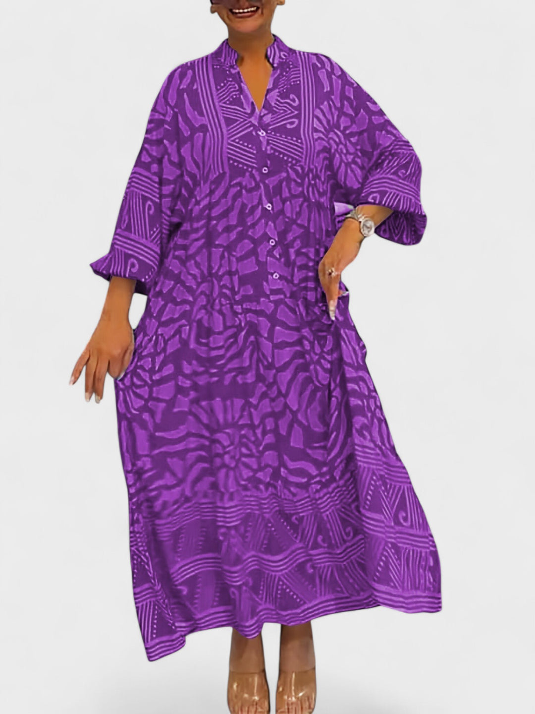 JUNO | V-neck dress with print