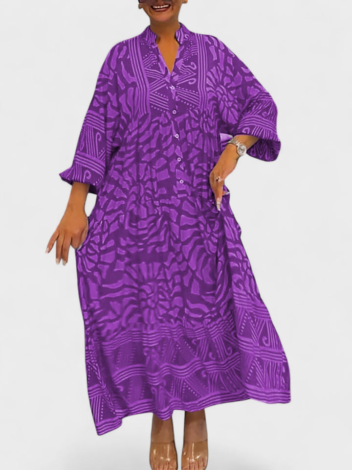 JUNO | V-neck dress with print