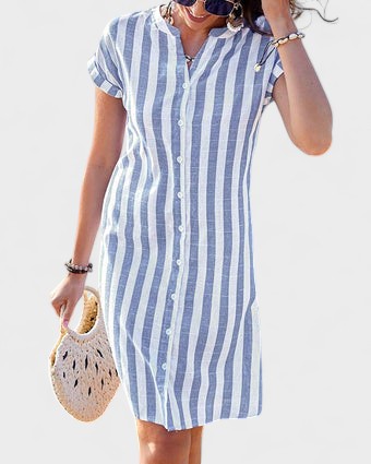 BRITTA | Elegant Striped Shirt Dress