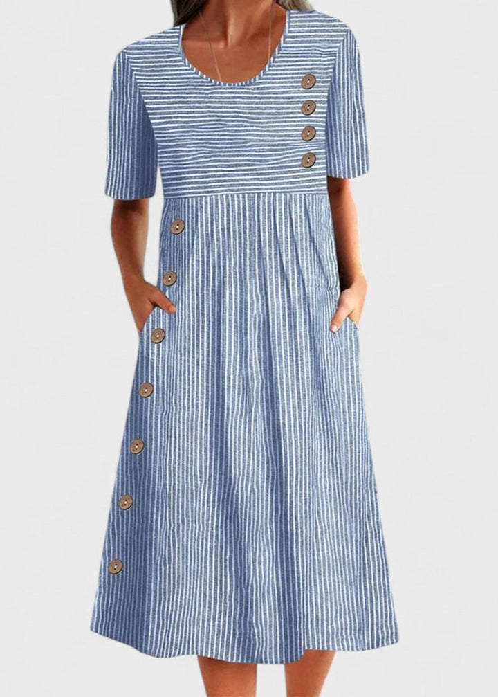 YVONNE | Striped midi dress with buttons