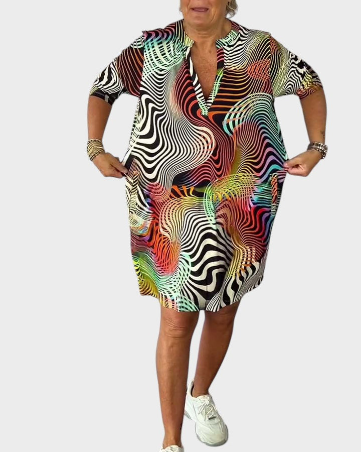 LALUNA | Colorful Dress with V-Neck