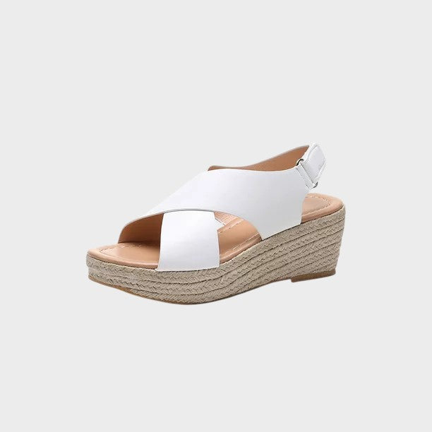 Poppy  | Stylish Low-Heeled Sandals with Cross Straps