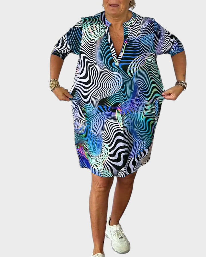 LALUNA | Colorful Dress with V-Neck