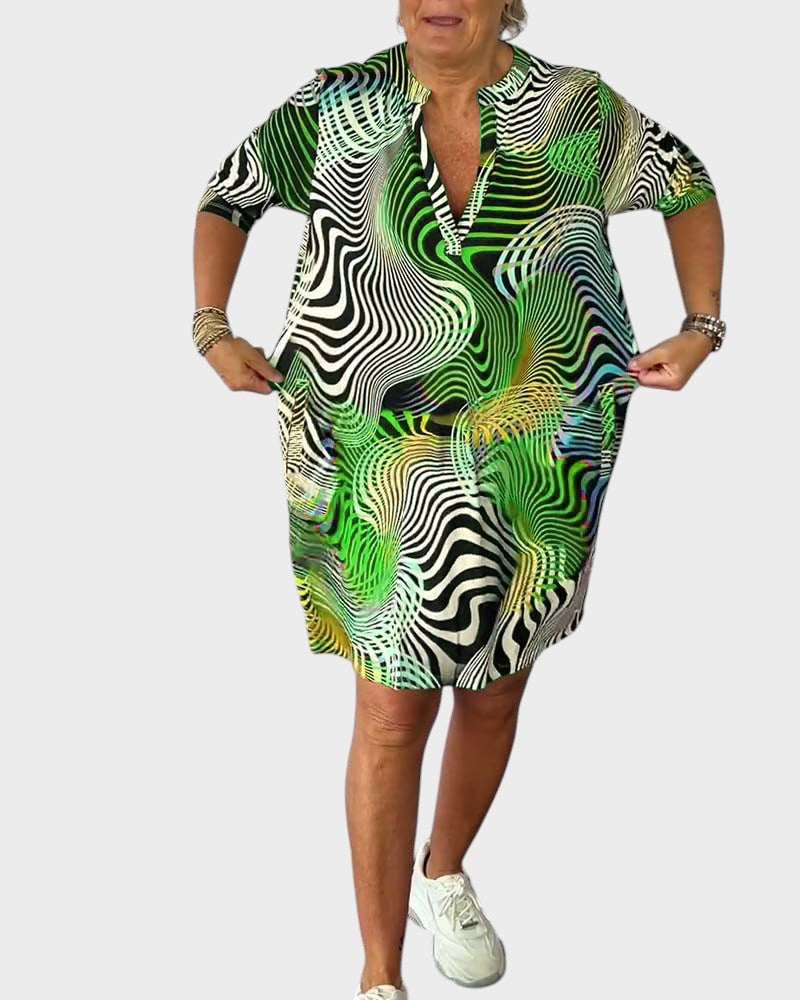 LALUNA | Colorful Dress with V-Neck