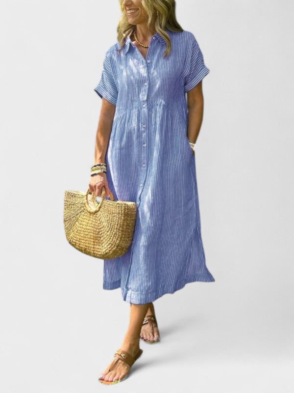FLORA | Striped shirt dress with pockets