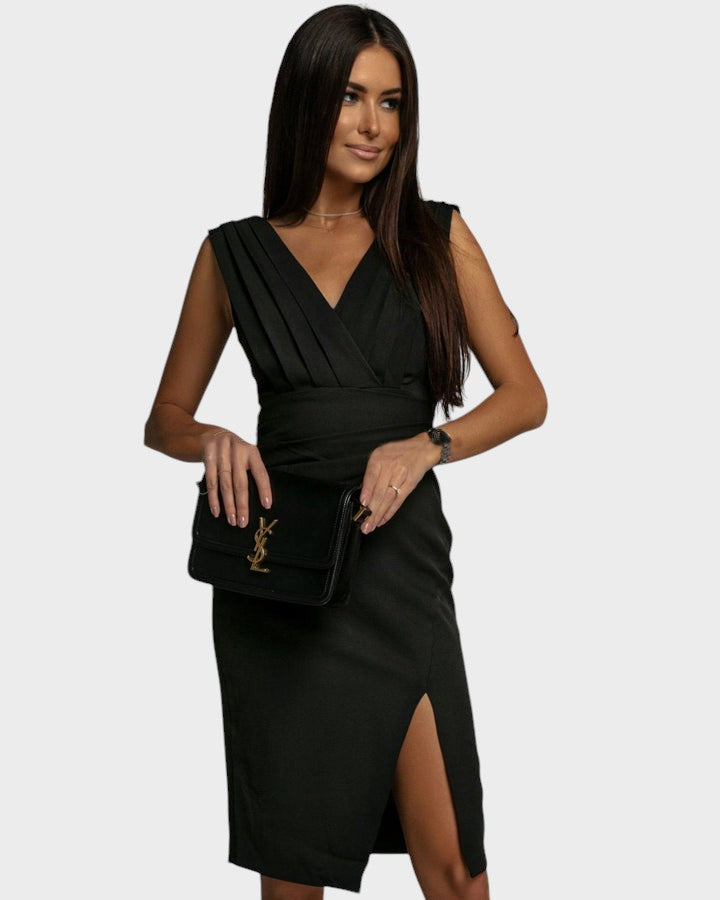 INGRID | Bodycon dress with V-neck and slit