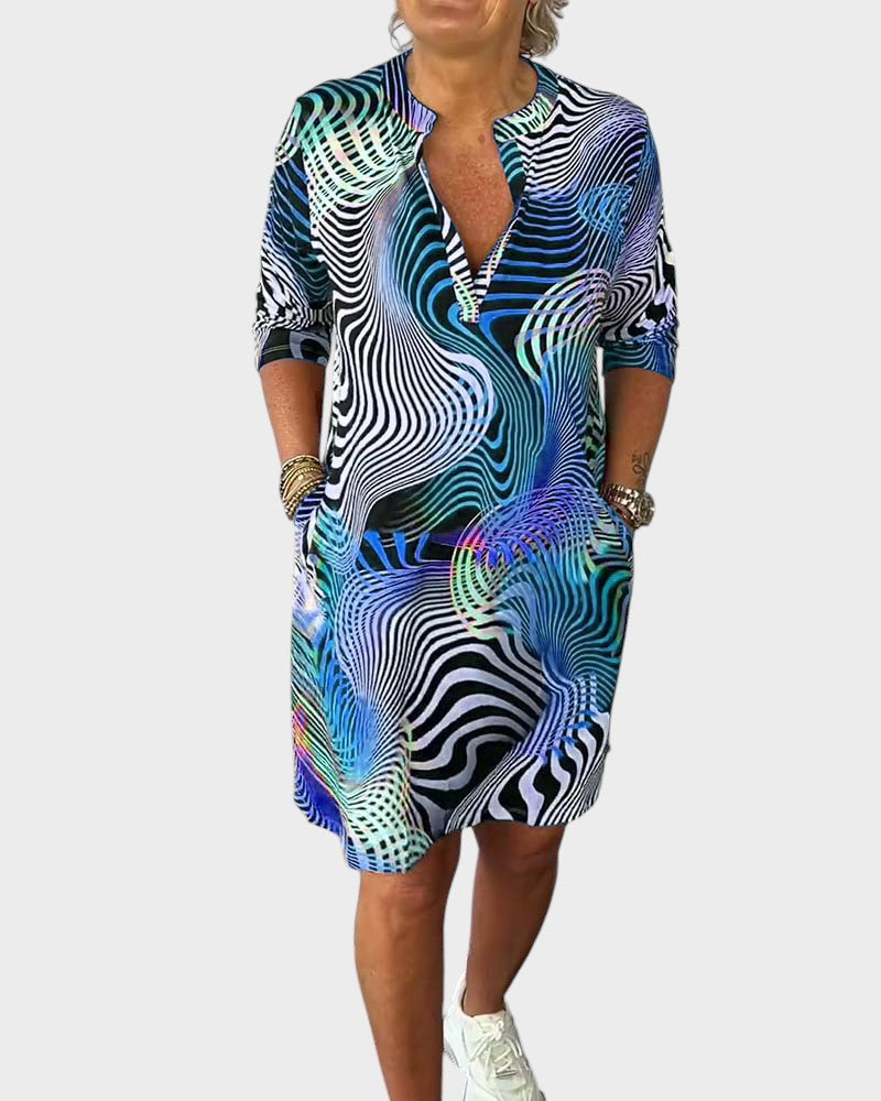 LALUNA | Colorful Dress with V-Neck