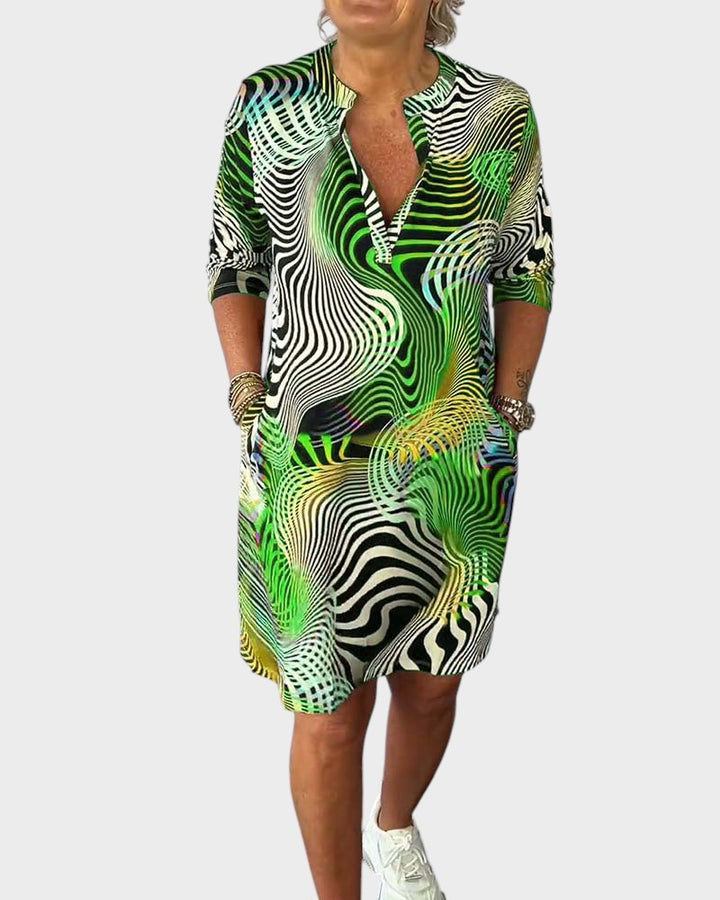 LALUNA | Colorful Dress with V-Neck