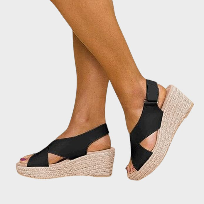 Poppy  | Stylish Low-Heeled Sandals with Cross Straps