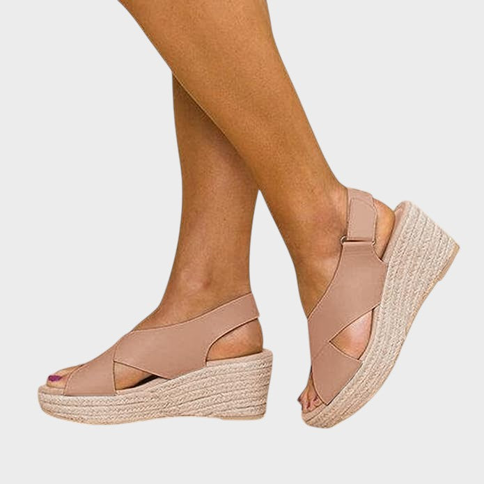Poppy  | Stylish Low-Heeled Sandals with Cross Straps