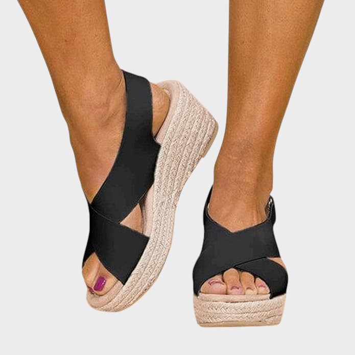 Poppy  | Stylish Low-Heeled Sandals with Cross Straps