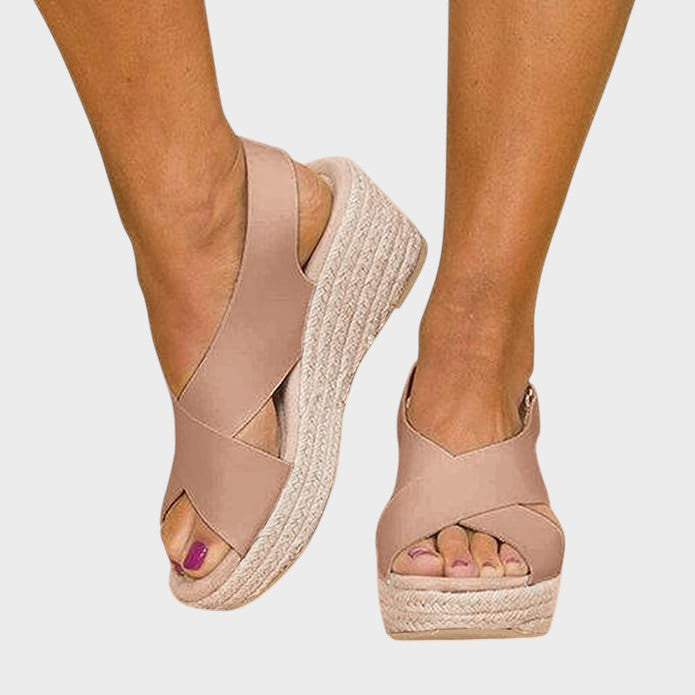 Poppy  | Stylish Low-Heeled Sandals with Cross Straps