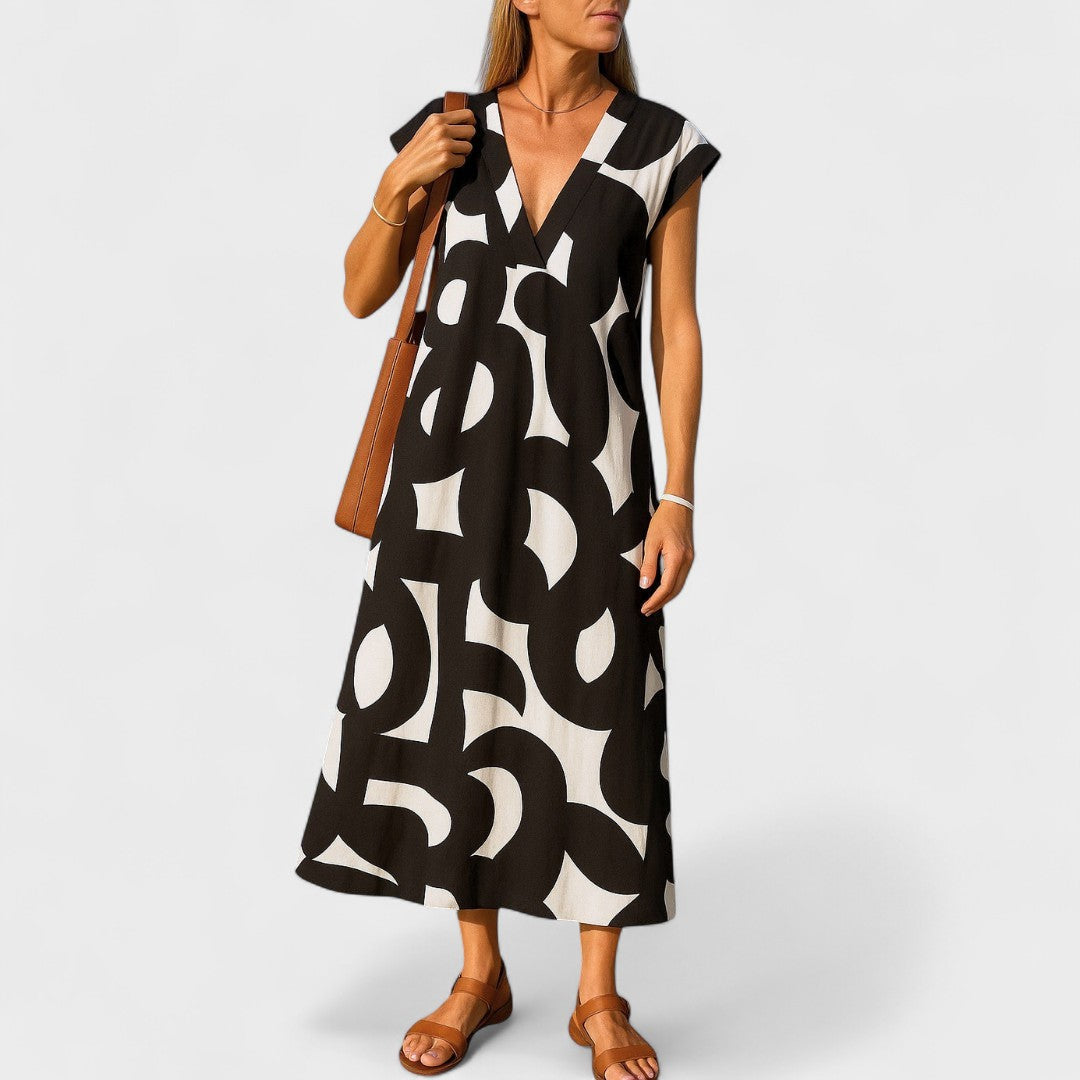 KAJA | Fluffy Dress with V-Neck