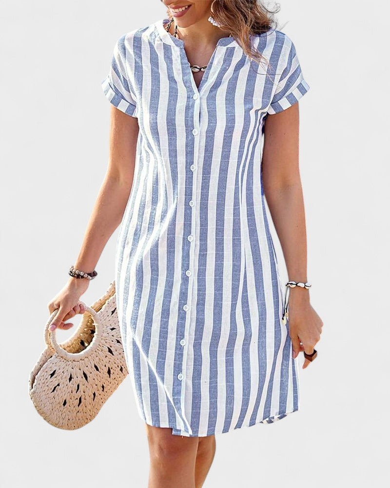 BRITTA | Elegant Striped Shirt Dress