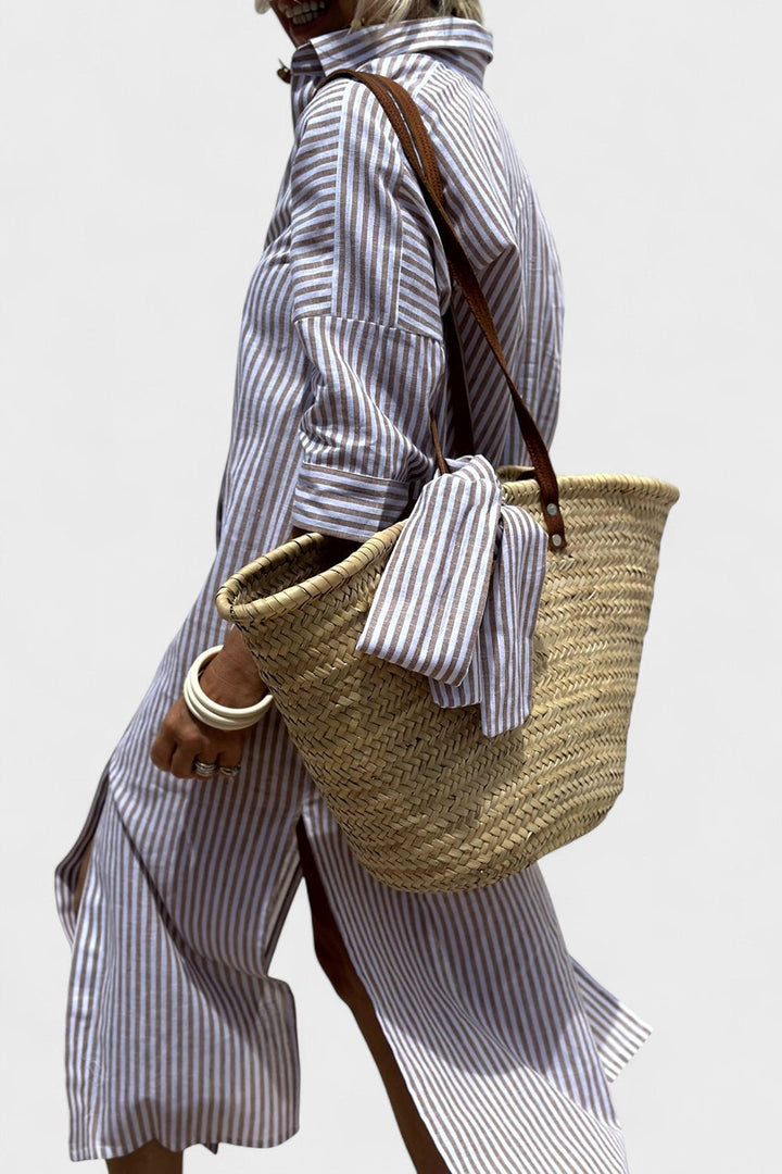 BEA | Elegant Striped Shirt Dress