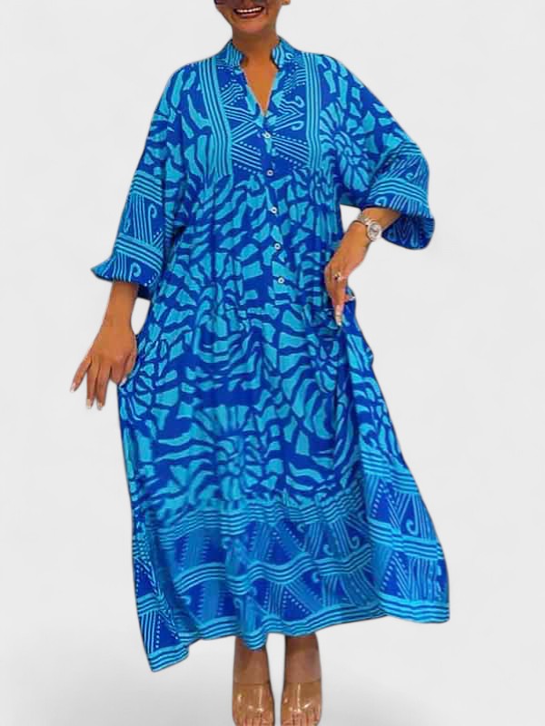 JUNO | V-neck dress with print