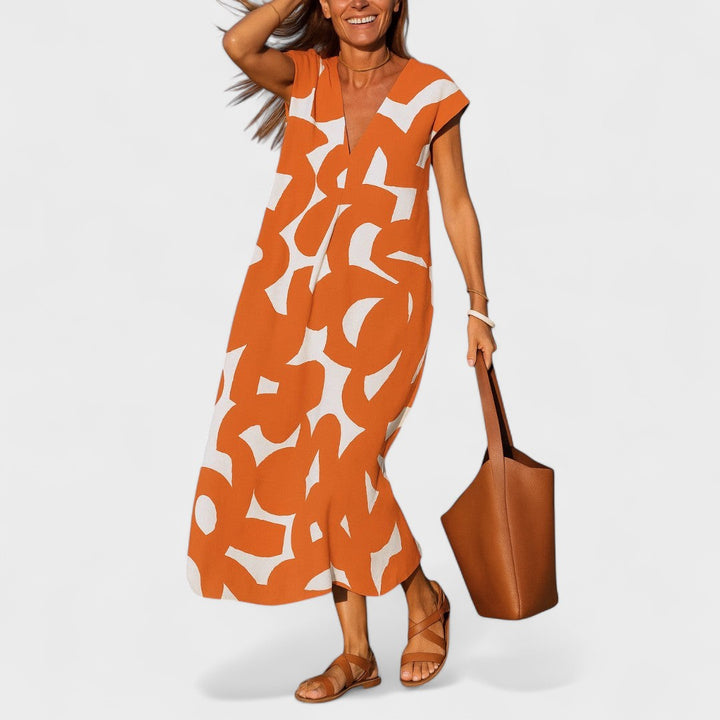 KAJA | Fluffy Dress with V-Neck