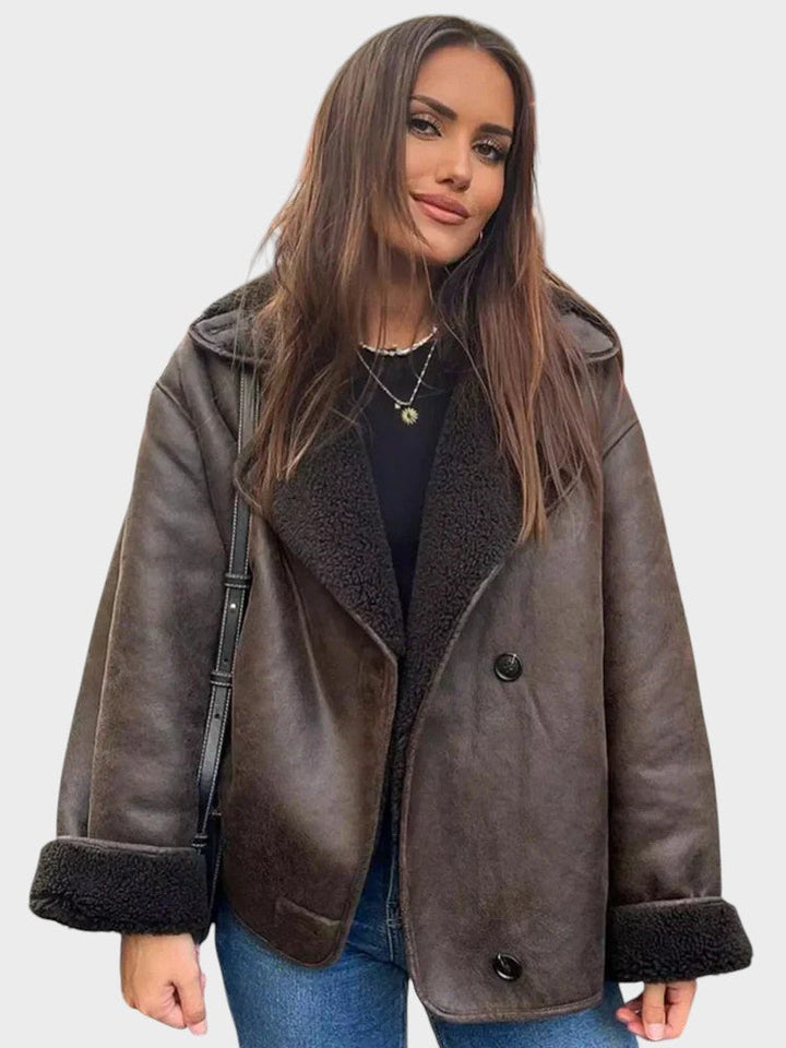 Stine | Stylish leather jacket with shearling trim