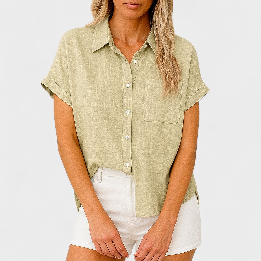 MARTA | Airy Linen Blouse with Short Sleeves