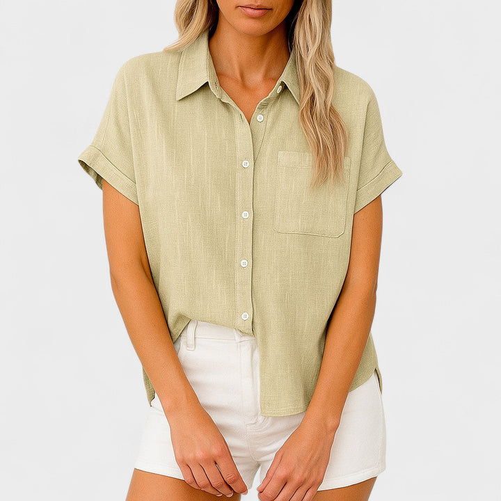 MARTA | Airy Linen Blouse with Short Sleeves