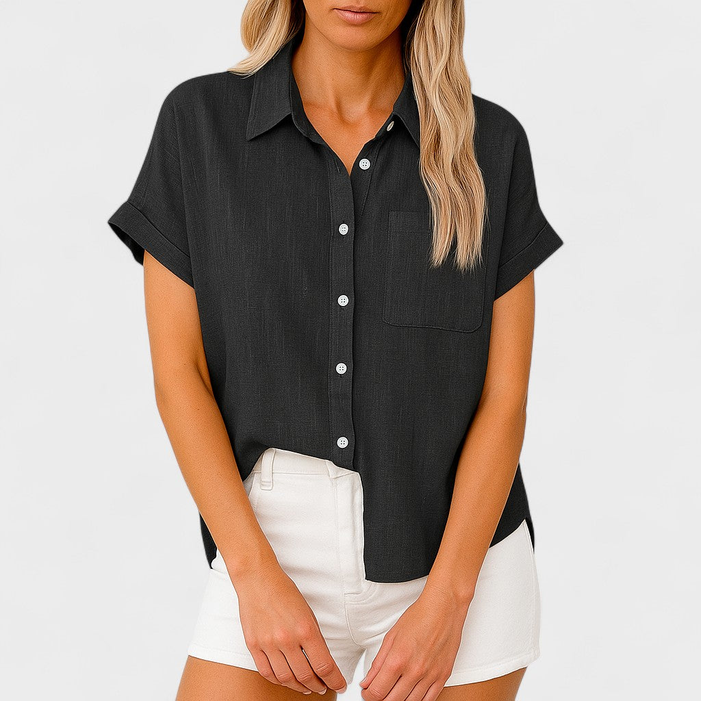 MARTA | Airy Linen Blouse with Short Sleeves