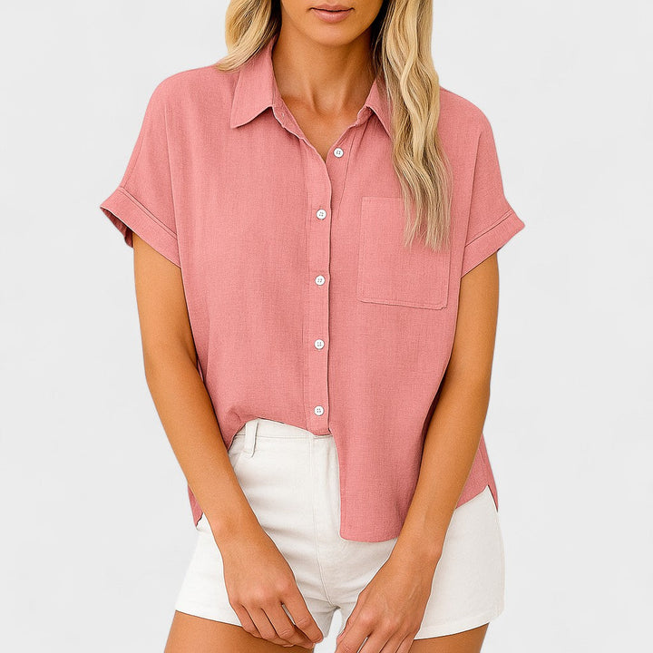 MARTA | Airy Linen Blouse with Short Sleeves