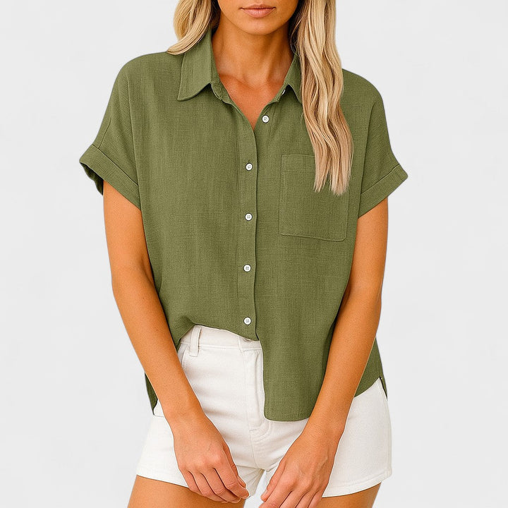 MARTA | Airy Linen Blouse with Short Sleeves