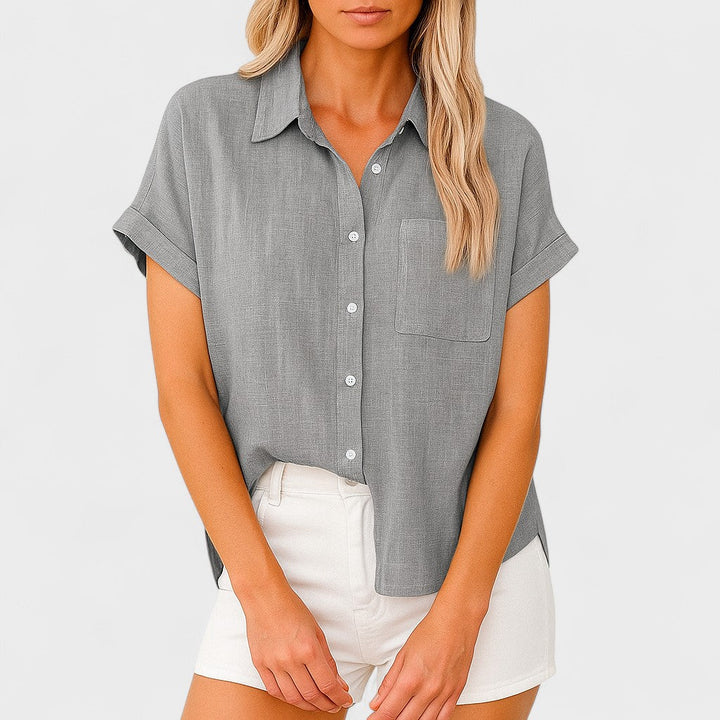 MARTA | Airy Linen Blouse with Short Sleeves