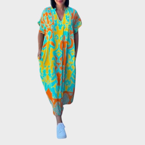 LAURA | Loose Maxi Dress with Artistic Print