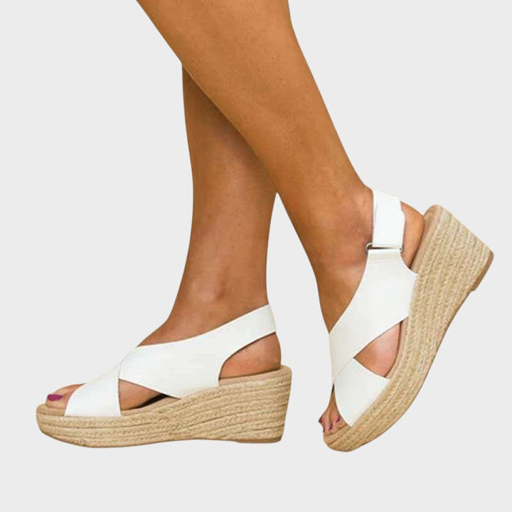 Poppy  | Stylish Low-Heeled Sandals with Cross Straps