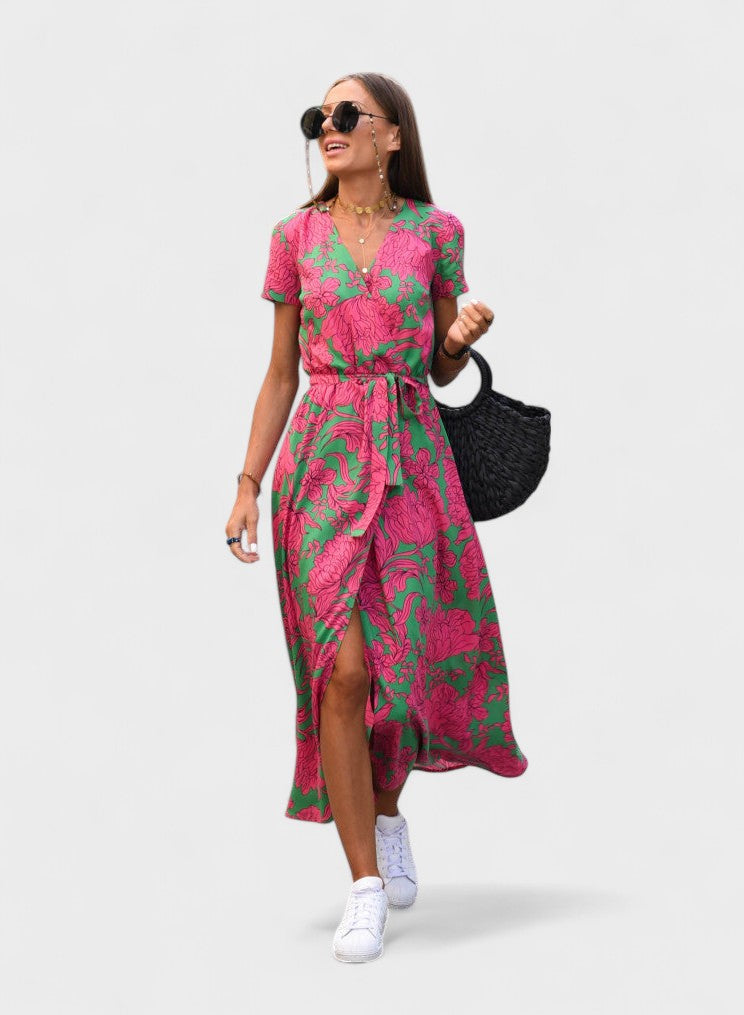 DANA | Floral Wrap Midi Dress