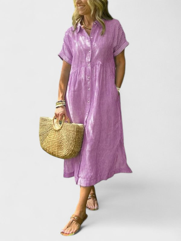 FLORA | Striped shirt dress with pockets