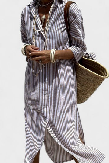 BEA | Elegant Striped Shirt Dress