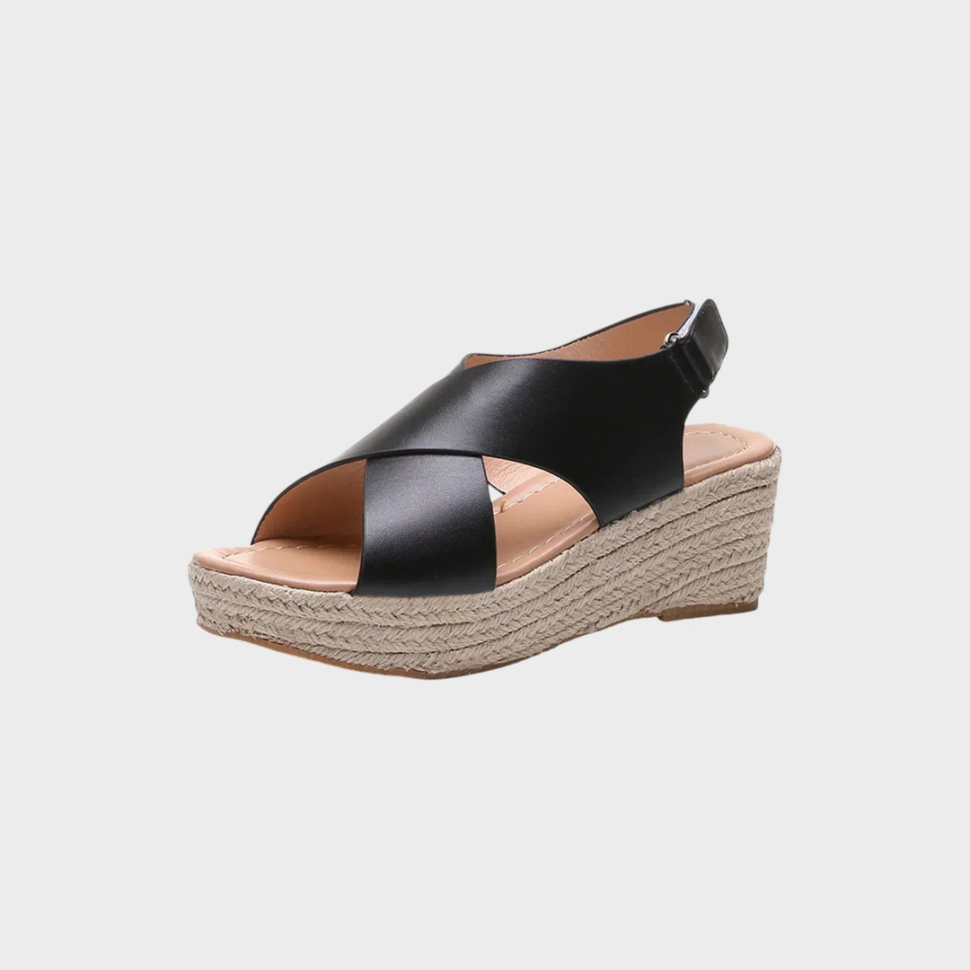 Poppy  | Stylish Low-Heeled Sandals with Cross Straps