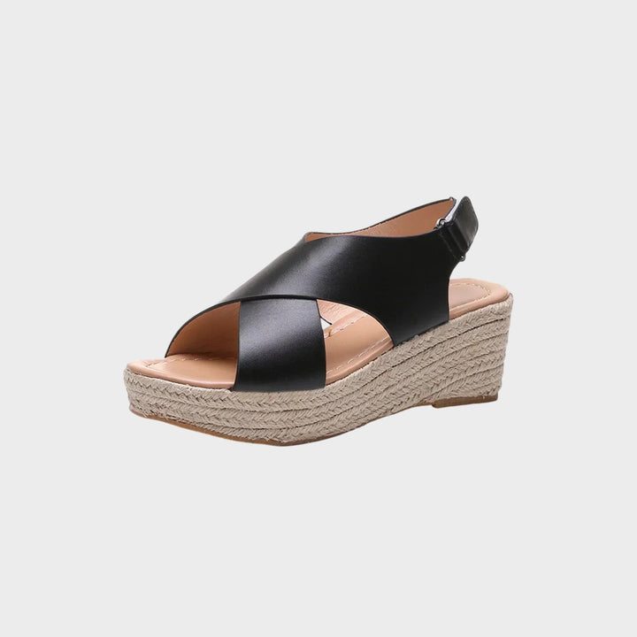 Poppy  | Stylish Low-Heeled Sandals with Cross Straps