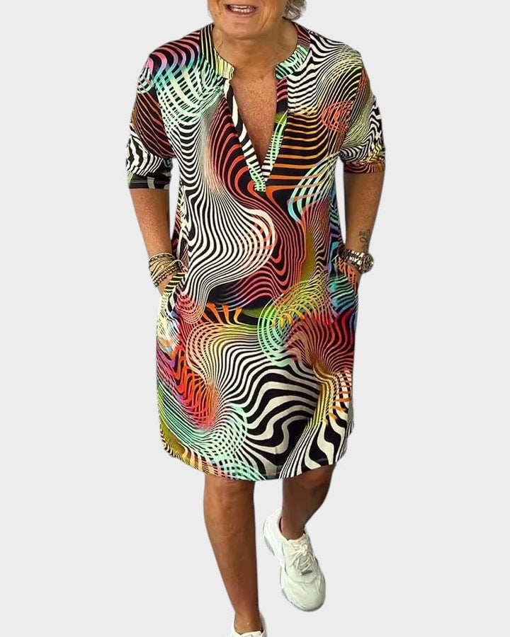 LALUNA | Colorful Dress with V-Neck