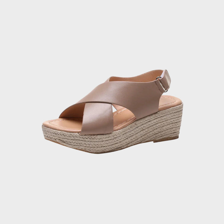 Poppy  | Stylish Low-Heeled Sandals with Cross Straps