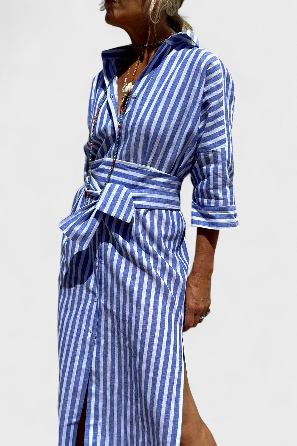 BEA | Elegant Striped Shirt Dress